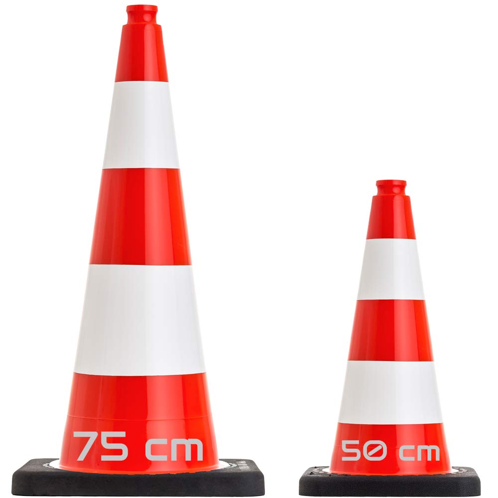 UvV Flex Leitkegel 50 oder 75cm orange inkl. 1x Aufsteckschild mit Wunschtext z.B. Bitte Abstand halten (75 cm)