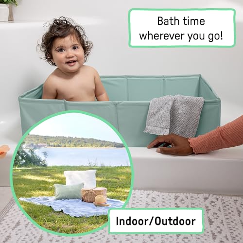 Ingenuity Tuckaway Kleinkinderbadewanne, verwandelt Dusche in Badewanne, Zusammenklappbar, Leicht zu reinigen, Keine Montage erforderlich, 12M-5J