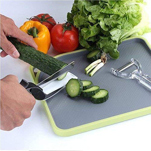 Steel Smart Clever Cutter Kitchen Knife Food Chopper and in Built Mini Chopping Board with Locking Hinge; with Spring Action; Stainless Steel Blade (Black)