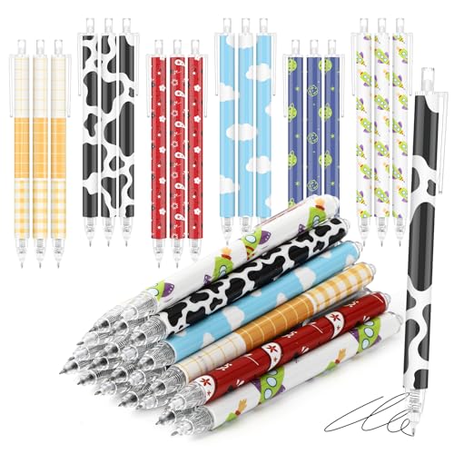 Image of Jetec 60 Pcs Back to School Western Cow Pens Bulk Western Cowboy Party Favors Stuff Aesthetic Retractable Pens Office First Day of School Supplies Gift for Teacher Student Staff Employee Office
