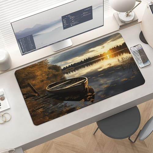 Boat at Lake Shore Mouse Pad Grande Antideslizante miniatura 6