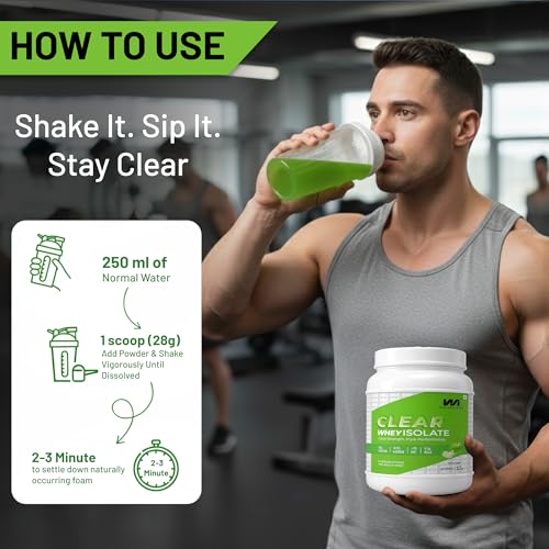 Image of Clear Whey Isolate 90% | 24g Protein Per Serving | 30 Servings | 0.5% Lactose, 1% Fat, 0 Sugar | Fast Absorbing, Zero Bloating, Easy to Digest | Fast Muscle Recovery (GREEN APPLE)