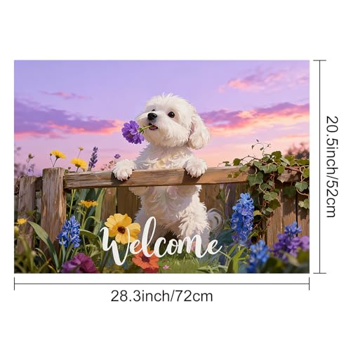 Image of HOMETITUTE Spring Stove Top Covers for Electric Stove 28x20 Inches Puppy Flower Garden Sunset Heat Resistant Glass Cooktop Protector Pad Decorative Stovetop Cover Dish Drying Mats for Kitchen Decor