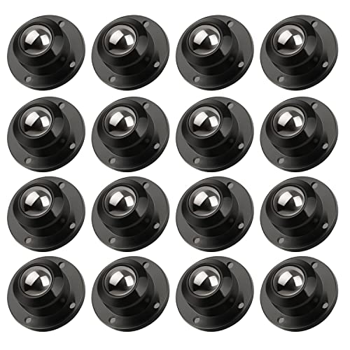 キャスター 貼る 粘着テープ式ボールキャスター 12/16枚セット,ボール径24mm 高21mm 360度回転 耐荷重約25kg 家具 移動 省力 床を保護する 収納ボックス/衣装ケース/ゴミ箱/テーブルホイール(黒,16枚)