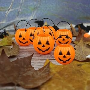 Partysanthe Pumpkin Basket Halloween Pumpkin Bucket For Halloween Parties (Small 6 Pcs 2Inch Size) – Multicolor