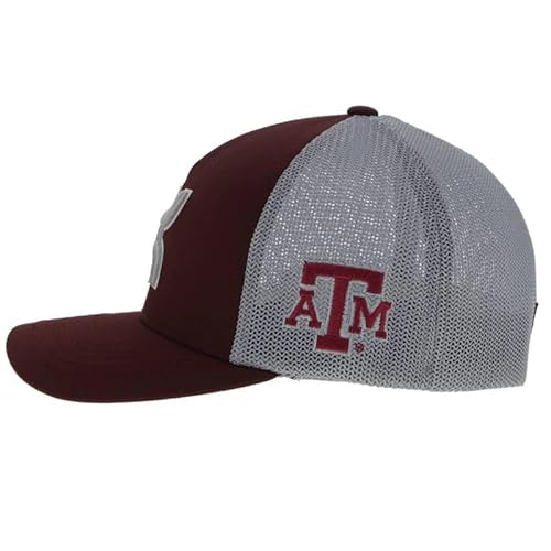 Hooey Officially Licensed Collegiate Flexfit Hat (Small/Medium, Texas A&M - Maroon/Grey White) #TOP1
