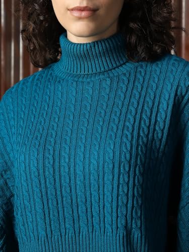 Image of High Star Women Acrylic Knitted Boxy Fit Turtle Neck Full Sleeves Sweaters 52