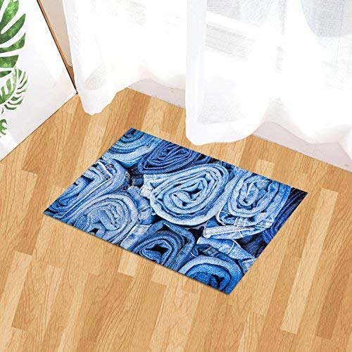 STATUS 15"x23" 3D Digital Print Nylon Anti Slip Door Mat (Pack of 1) (Jeans Print)