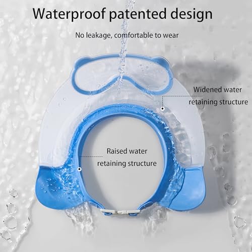 Image of Baby Shower Cap Shield, Shower Cap for Kids, Visor Hat for Eye and Ear Protection for 0-9 Years Old Children, Cute diving goggle Shape Makes The Baby Bath More Fun (Pink)