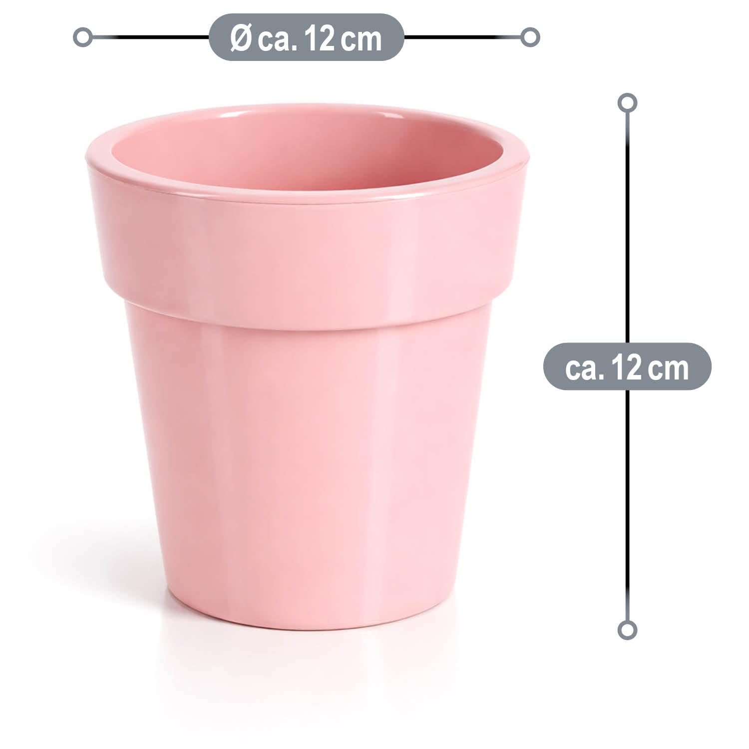 com-four® 12 x 3 doniczki plastikowe Ø 12 cm, oslonki w modnych | doniczki na ziola do domu - na balkon i do ogrodu