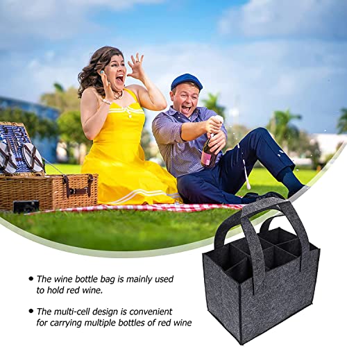 Image of GREENSHEEP 6 Bottle Wine Carrier Bag, Reusable Wine Bottle Tote Bag, Portable Wine Travel Bag with Handle for Picnic, Camping, Travel, Wine Tasting, Party (Grey)