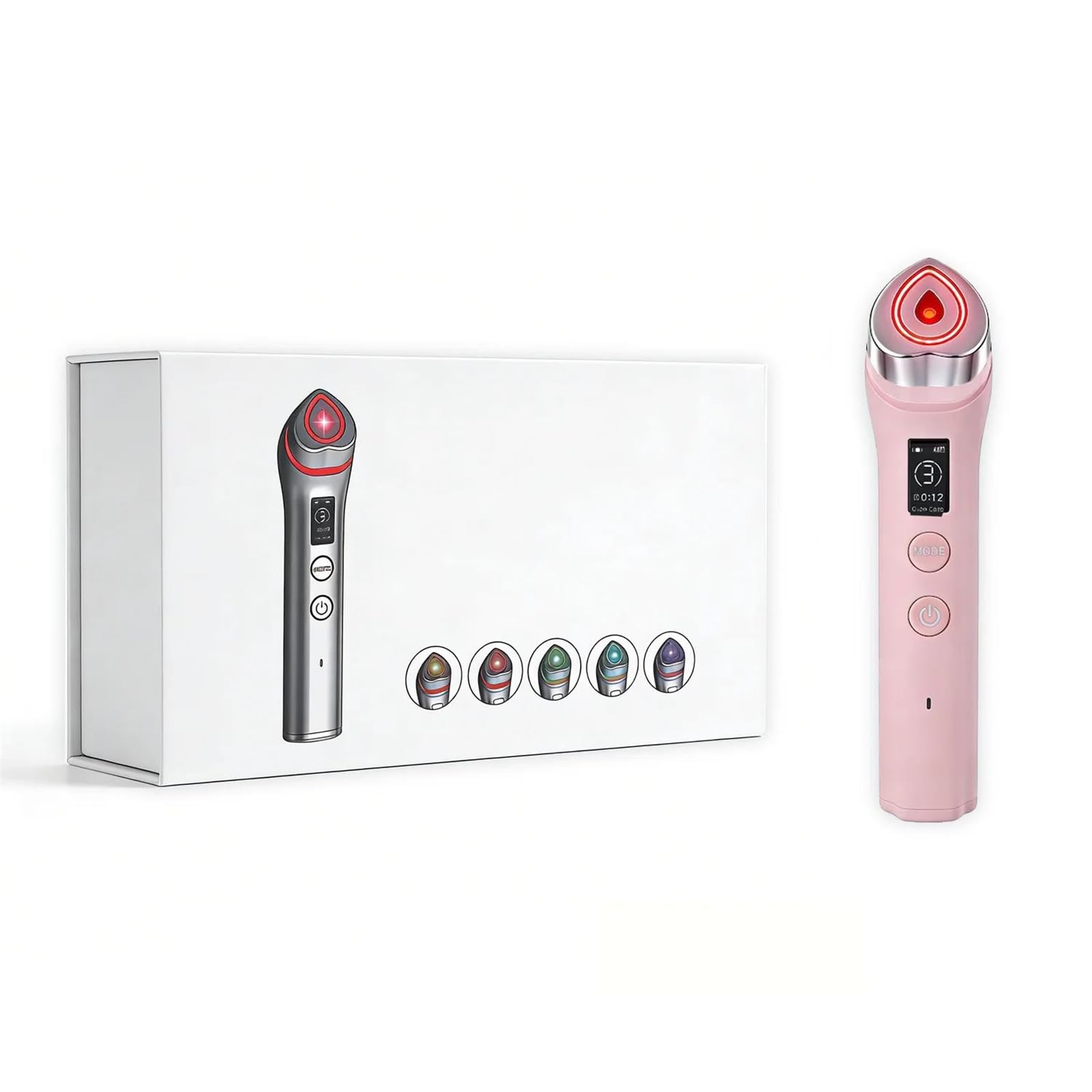 LKHLTBF 5 Modes RF Facial Beauty Device Anti-Aging Skin Tightening Massager for Pore Refining & Skincare Absorption Massager,Pink