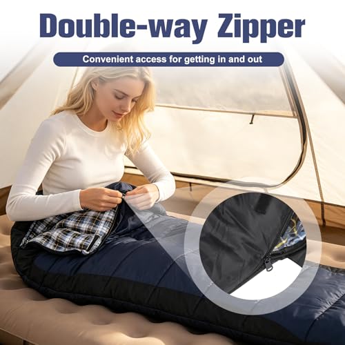 Bolsa de Dormir Momia, Invierno Extremo 0 Grados con Forro de Franela y Algodón, Caliente y Lavable a Máquina para Camping, Ideal para Excursionismo y Camping en Clima Frío miniatura 6