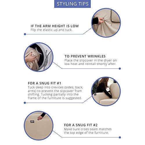 Maytex Reeves Stretch 2 Piece Arm Chair Furniture Cover Slipcover, Natural White #TOP5