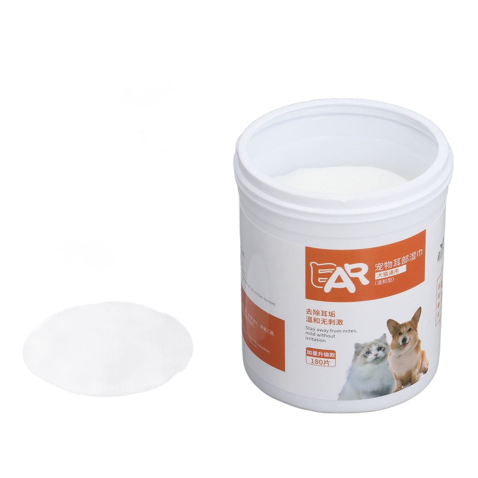LICAEVEY Dog Ear Wipes 180pcs for Dogs Cats Kittens Pet Ear Cleaner Removes Wax Itching Odor Infections Gentle Safe