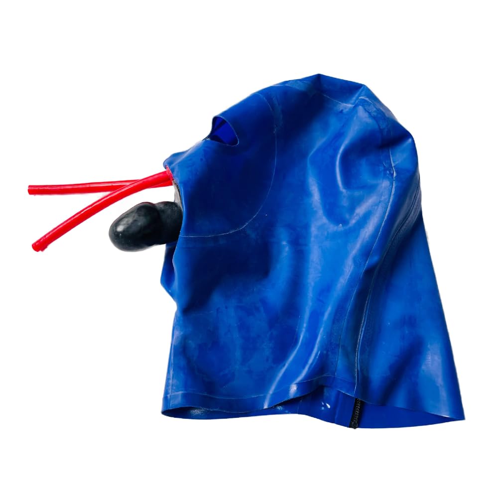 AiCc stylists Full Cover Latex Mask Inner Sheath 15cm Long Nose Tube Latex Hood SM Suffocation Mask Cosplay