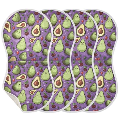 xigua Cartoon Avocado Baby Burp Cloths for Newborn Boys and Girls 2 Pack, Soft & Absorbent Cotton Baby Burp Cloth, Baby Washcloths, Newborn Towel, Burp Rags3