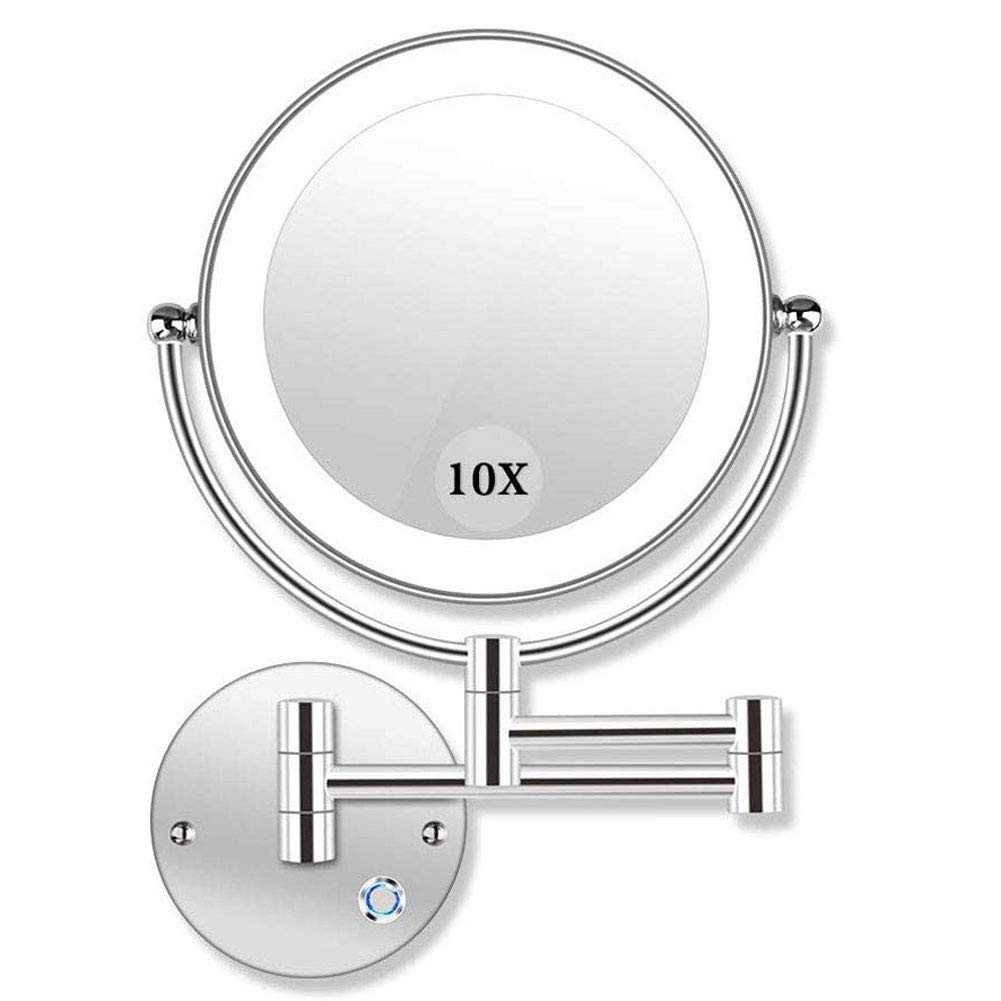SaryEdge Lighted Makeup Mirror 5x Wall Mounted Shaving Mirrors Magnifying with Dimmable Lights, Bathroom Mirror with Lights and Magnification, Touch Screen,