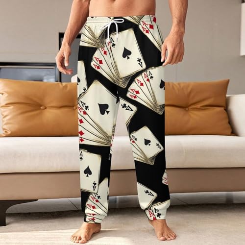 Playing Cards-Aces Men's Sweatpants Athletic Pants Running Jogging Bottom Lounge Pants for Workout Gym2