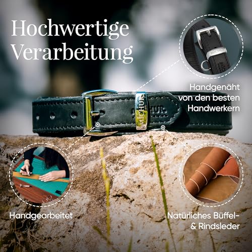 Michur Minimo Schwarz Hundehalsband Leder, Lederhalsband Hund, Halsband, Leder, in verschiedenen Größen erhältlich