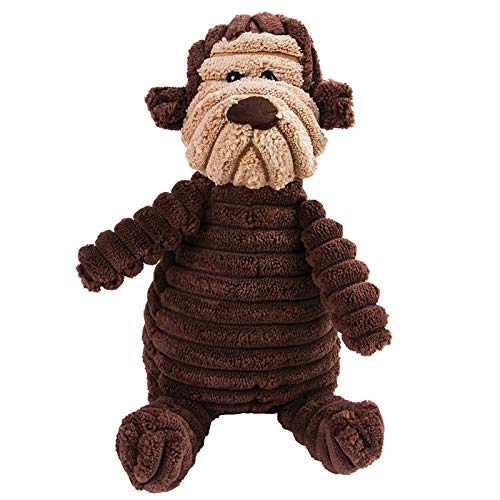 Urijk Jouets sonores en Peluche pour Chiens Jouets pour Chien Couinants Animal Jouets à Mâcher Durables pour Le Nettoyage des Dents pour Chiots Petits Chiens Moyens (Singe,9.5x20cm) Cover