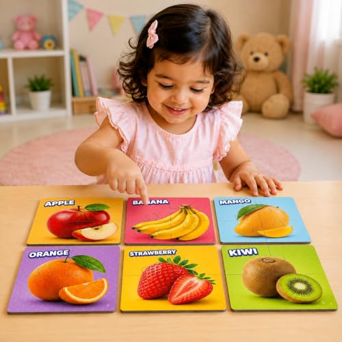 Image of Fruits Jigsaw Puzzle Set for Kids 2+ Years, 6 Puzzles