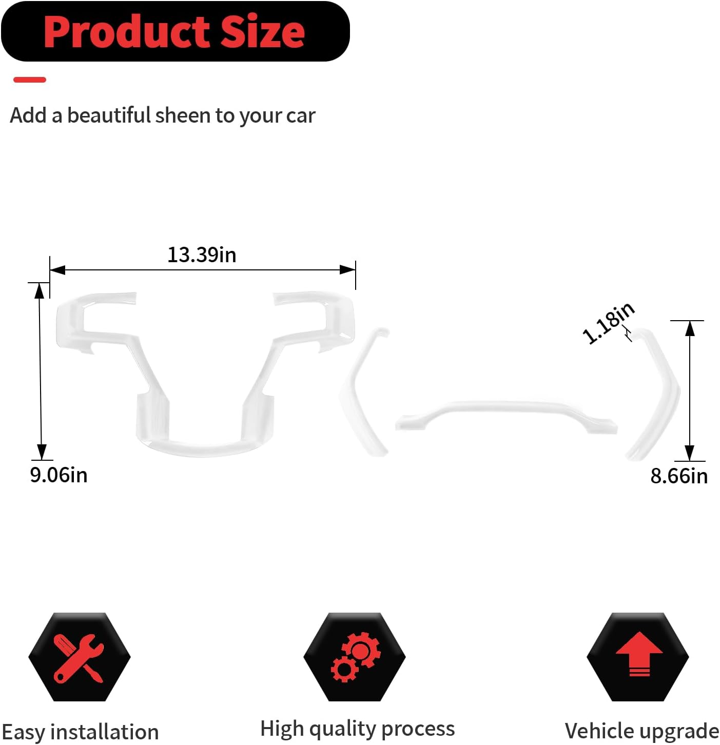 RT-TCZ Dashboard Panel Cover Interior Trim Kit Decoration Interior Accessories for Ford F150 2015-2020 (White)