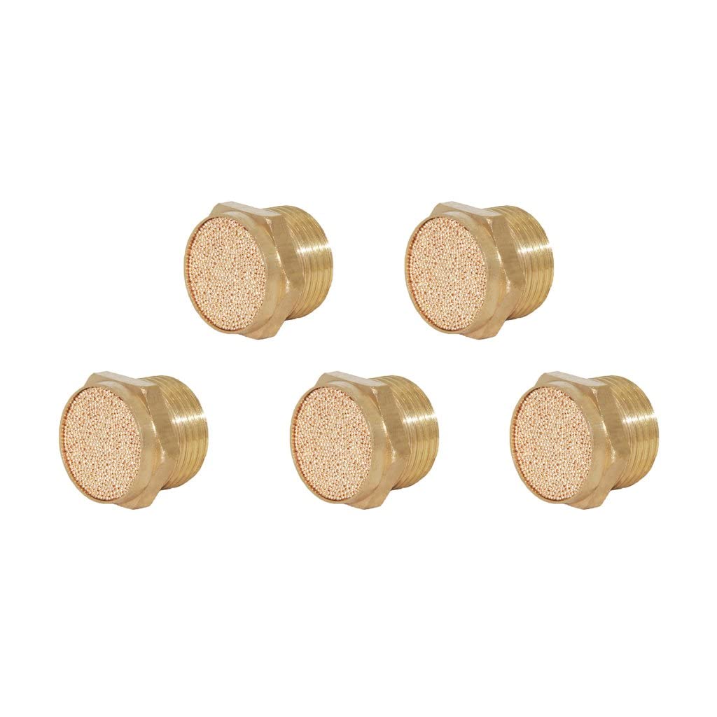MAXAIR Brass Body Pneumatic Mufflers/Silencer Male Thread Sintered Bronze Exhaust (Button Head Type) (1/4male bsp pack of 5pcs)-image-31
