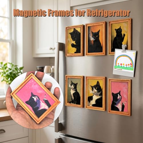 Imanes para nevera gato negro vintage set de 6 miniatura 3