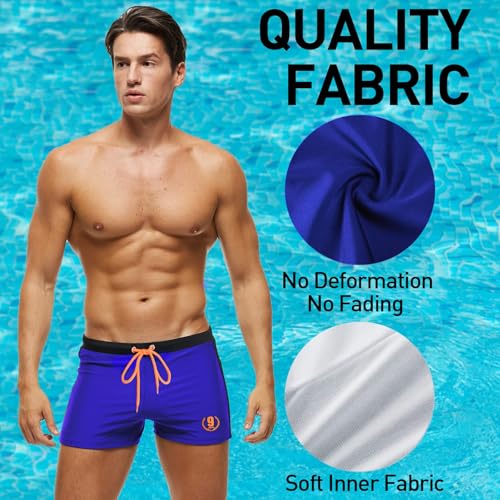Arcweg Badehose Herren Eng Kurz Badeshorts mit Tunnelzug Schwimmhose Wassersport Kurze Hose UV Schutz Jungen Schwimmwear Schulschwimmen Dunkelblau XL（EU 5
