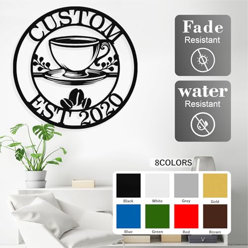 Image of Personalized Coffee Metal Sign, Custom Coffee Bar Signs, Custom Name Signs for Cafe Station, Coffee Wall Art Decor for Kitchen, Cafe Shop Decor, Cafe Lover Gift