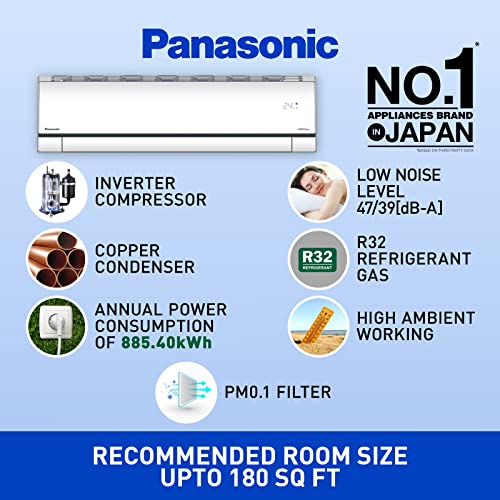 Image of Panasonic 7 in 1 Convertible 1.5 Ton 4 Star Inverter Split Smart AC with Amazon Alexa and Google Assistant Support (2023 Model, Copper Condenser, CS /CU-AU18ZKY4F)