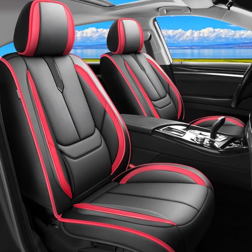 Image of Fit Outback Car Seat Covers for Subaru Outback 2010-2024 2025 2026 -Upgraded Premium Waterproof & Breathable Leather,Airbag Compatible,All-Weather Seat Cushion Protector,Full Set,Black-Red