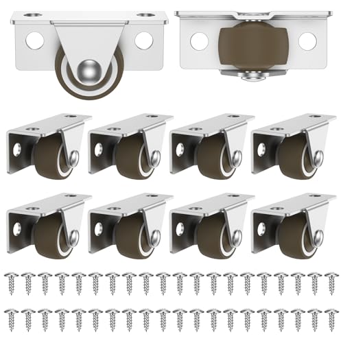 10Pcs Fixed Caster Wheels Set Silent Industrial Casters Load Capacity Rigid Plate Wheels Easy to Install Multipurpose for Storage Boxes Flower Pots (Brown, 1 inch)