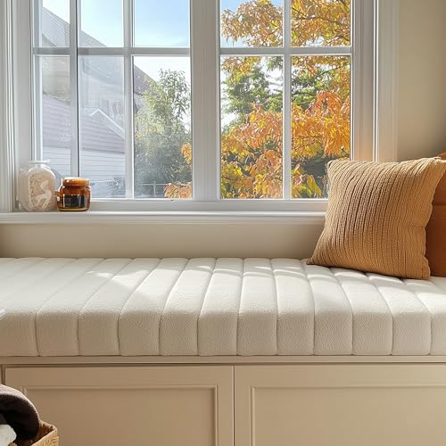 Royal Shade Custom Size Bench Cushion for Indoor/Outdoor Furniture, Circle Fleece Anti-Pet Scratch Bay Window Seat Cushion, Premium 70D Foam (Custom Sizes/Colors/Thickness Available) (3.8 Inch Thick)