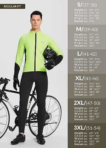 BALEAF Men's Winter Cycling Bib Pants 4D Padded Thermal Water Resistant Bike Tights Cold Weather Wa