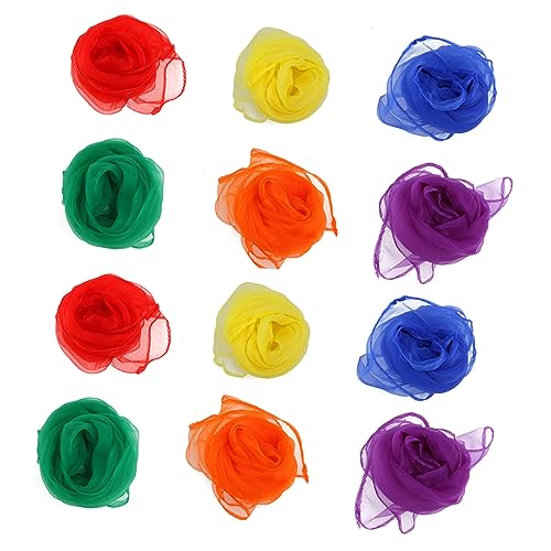 VALICLUD 12pcs Lightweight Candy Color Square Gauze Scarves Versatile Dance Scarves for Kindergarten Performances and Play Activities