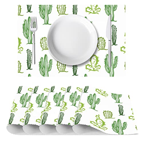 Sets de table cactus vert 30x45 cm antidérapants lot de 6