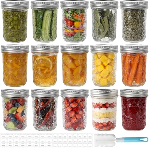 DHSBTLS bocaux Mason en verre transparent 8 oz, couvercles métal, 15 unités