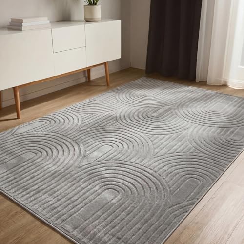 benuta Basic Tapis Salon Claire - Gris 120x170 cm - Minimaliste géométrique rétro - Facile...