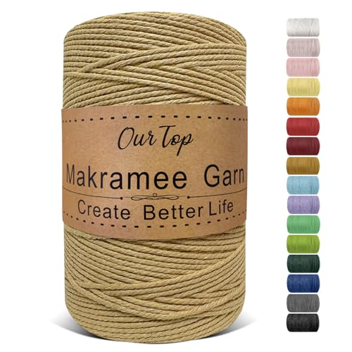 OurTop Premium Makramee Garn Salbei 2mm x 500m für DIY Handwerk und Dekoration