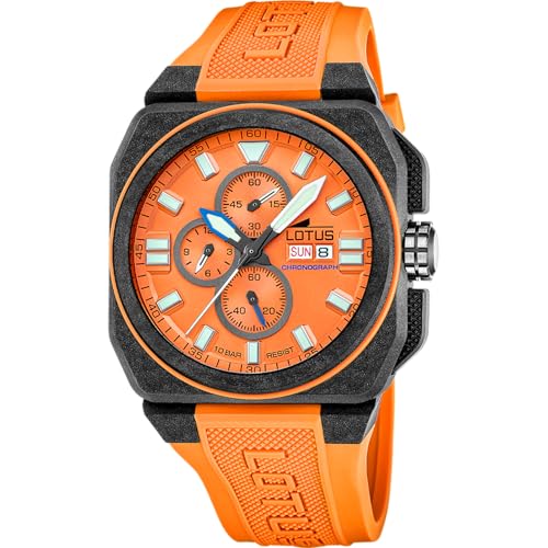 Lotus Reloj Hombre 18976/6 Chrono Caja de Fibra de Carbono Negro Correa de Caucho Naranja Lotus Reloj Hombre 18976/6 Chrono Caja de Fibra de Carbono Negro Correa de Caucho Naranja