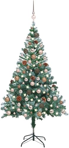 Frosted Christmas Tree Christmas Tree,White Christmas Tree,prelit Christmas Tree,arbol de Navidad con Luces,with LEDs&Ball Set Pinecones 59.1"