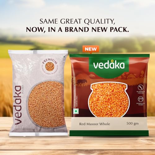 Image of Amazon Brand - Vedaka Unpolished Red Masoor Dal | Whole | 500 G | Premium Masoor Dal