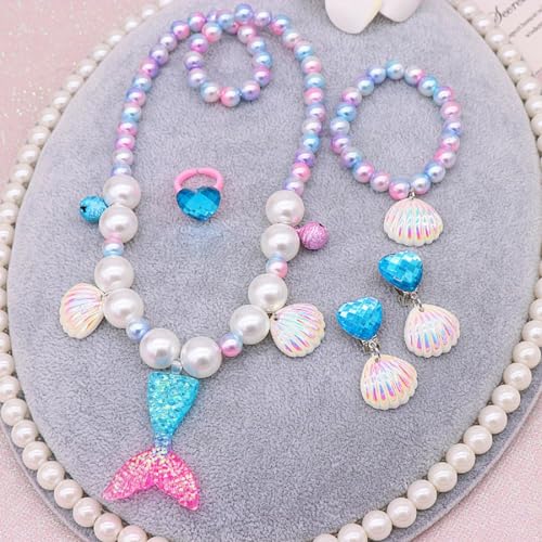 Mermaid Tail Necklace Earrings Bracelet 5 Pc Set
