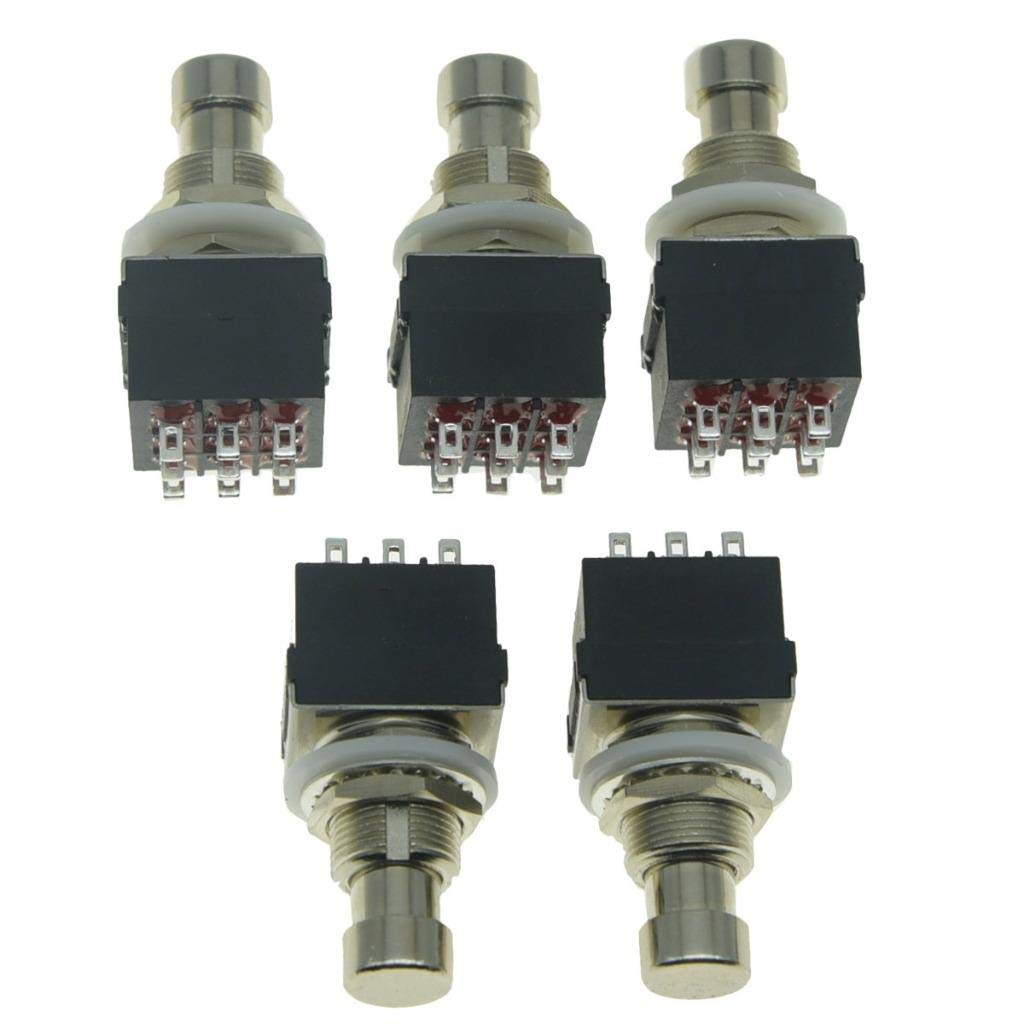 KAISH Lot de 5 interrupteurs à pédale à 9 broches 3PDT pour guitare électrique à effet bouton poussoir Noir