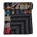 Marubhumi Blankets Handmade Cotton Quilts Kantha Blanket Indian Silk Sari Patchwork Quilts, Black - Queen 90 x 108