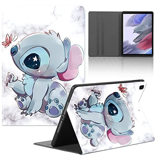 Cute Cartoon Case For Samsung Galaxy Tab A7 Lite 8.7 Inch 2021 (Sm-T220/T225/T227) -Kawaii Animal Printed Funda Folio Cover Leather Cases For Girls Women Teens（White Marble） #TOP8