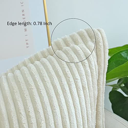 Jojusis Corduroy Pillow Covers With Splicing Set Of 2 Super Soft Boho Striped Pillow Covers Broadside Decorative Textured Throw Pillows For Spring Couch Cushion Livingroom 18 X 18 Inch Beige #TOP2