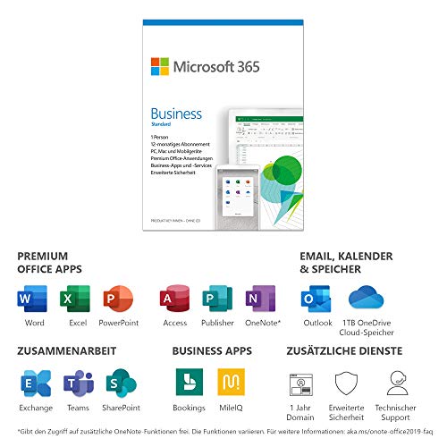 365 Business Standard |1 Nutzer, 5 PCs/Macs, 5 Tablets und 5 mobile Geräte | 1 Jahresabonnement | Box
